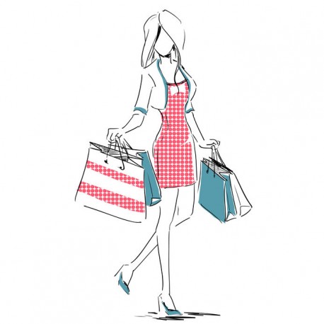 autocollant shopping decoration fille