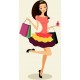 autocollant shopping fille fashion
