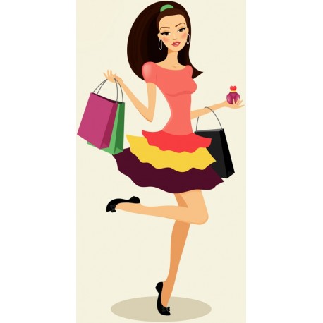 autocollant shopping fille fashion