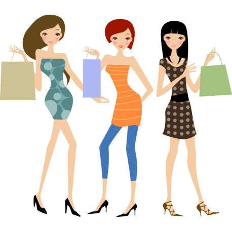 autocollant shopping girl