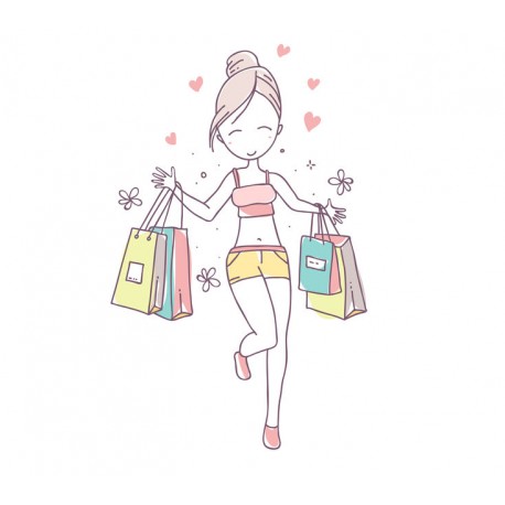 autocollants muraux shopping girl