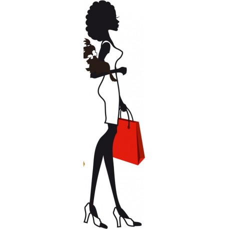 autocollants silhouette femme shopping