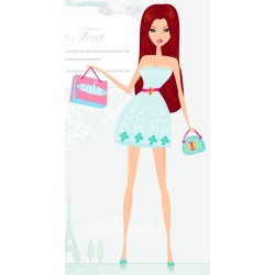 sticker fille shopping