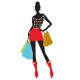 sticker mural silhouette femme shopping