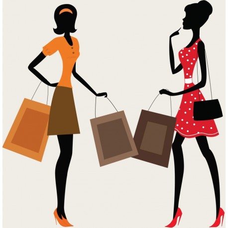 sticker mural silhouette shopping girl