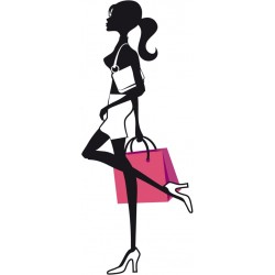 stickers muraux shopping girl