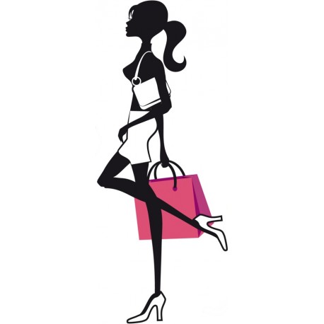 stickers muraux shopping girl