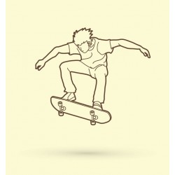 autocollant mural skateboard
