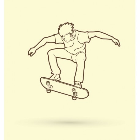 autocollant mural skateboard