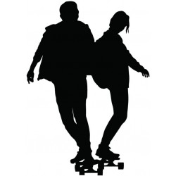 sticker mural skater couleurs fond noir