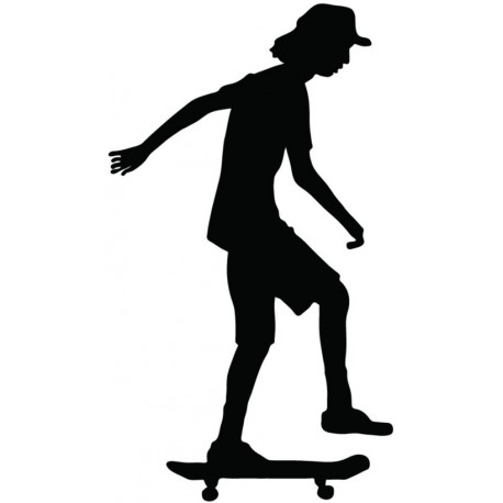 sticker mural skater noir blanc