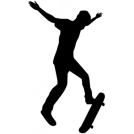 sticker skater rose bleu orange