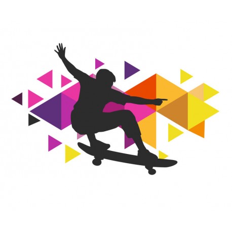 stickers muraux skater noir blanc