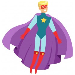 sticker mural super hero jaune bleu