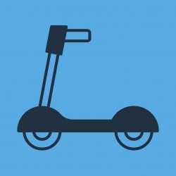 sticker mural trottinette bleu gris