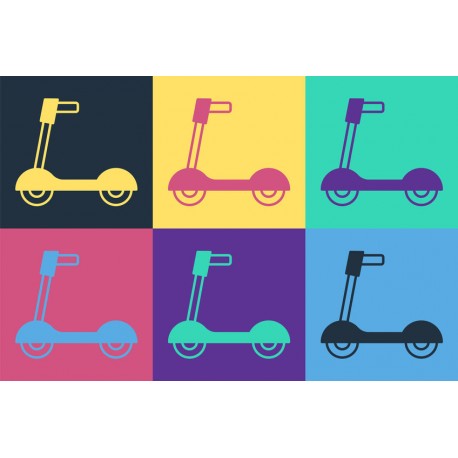 sticker mural trottinette bleu gris