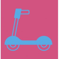 sticker mural trottinette jaune rose