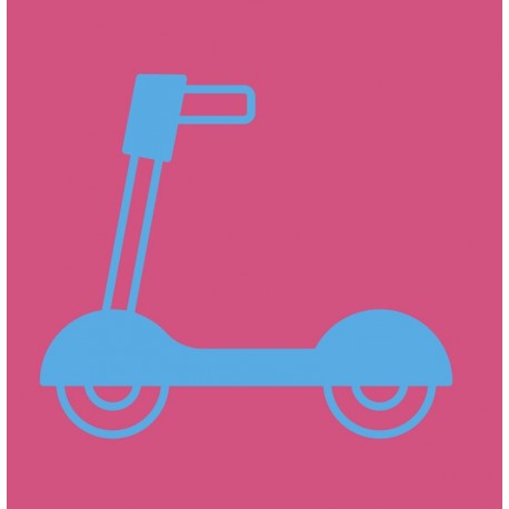 sticker mural trottinette jaune rose