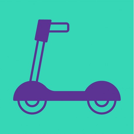sticker mural trottinette rose bleu