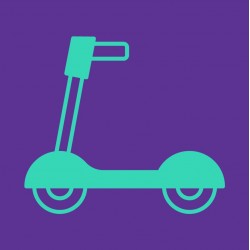 sticker mural trottinette rose bleu