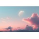 autocollant mural ciel rose lune