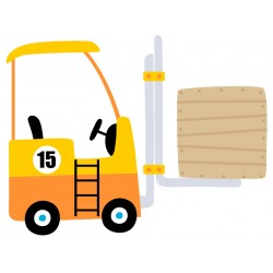 autocollant chambre garcon chariot elevateur