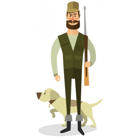 sticker chasseur avec chien