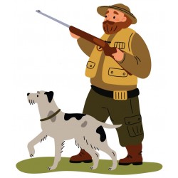 sticker chasseurs et son chien