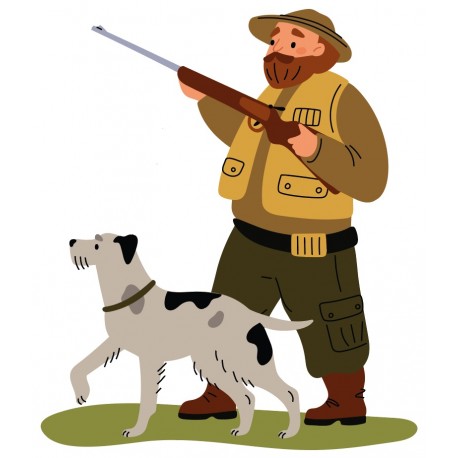 sticker chasseurs et son chien