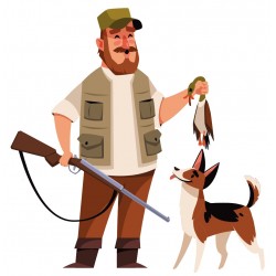 stickers chasseur avec chien