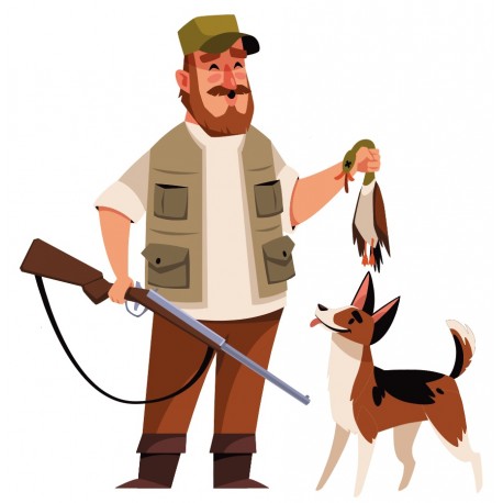stickers chasseur avec chien