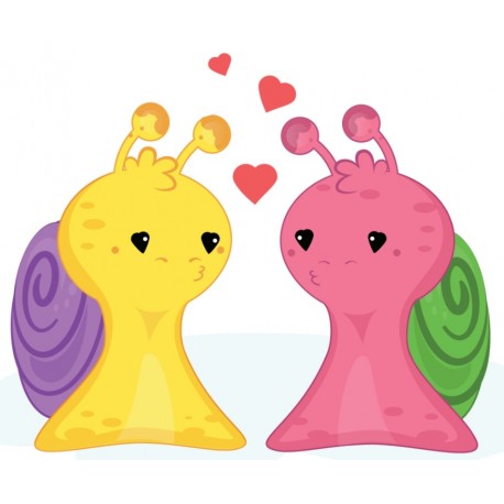 autocollants escargot coeurs