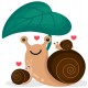 stickers escargot famille feuille
