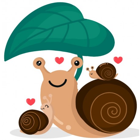 stickers escargot famille feuille