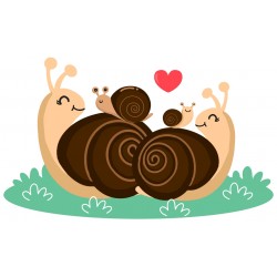 stickers mural escargot famille