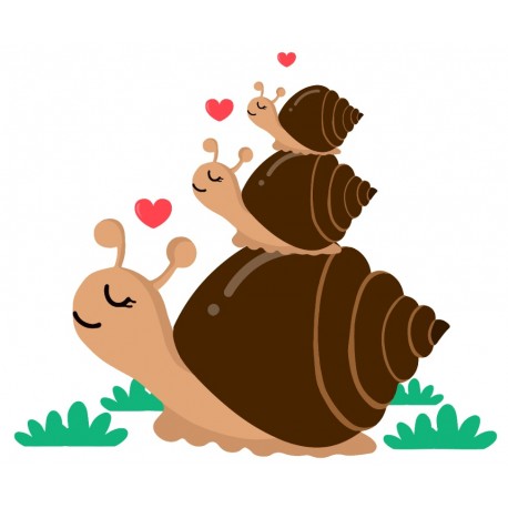 stickers muraux escargot famille