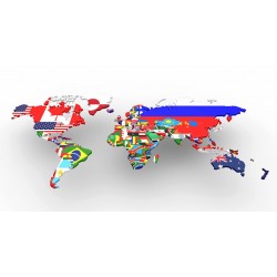 stickers carte du monde drapeaux