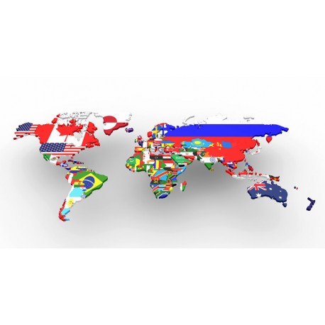 stickers carte du monde drapeaux