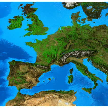 autocollant mural europe carte en relief
