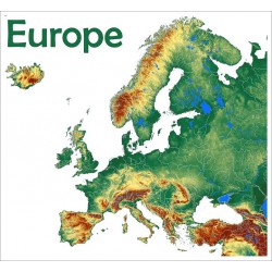 autocollant mural europe carte relief