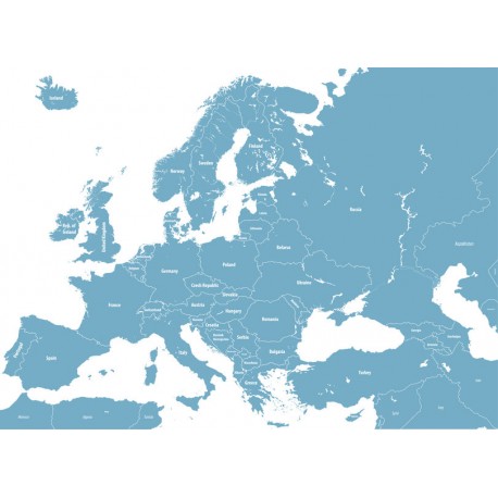 autocollant muraux europe planisfere bleu