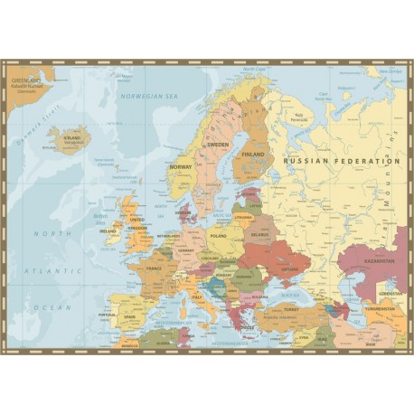 autocollant muraux europe planisfere couleurs