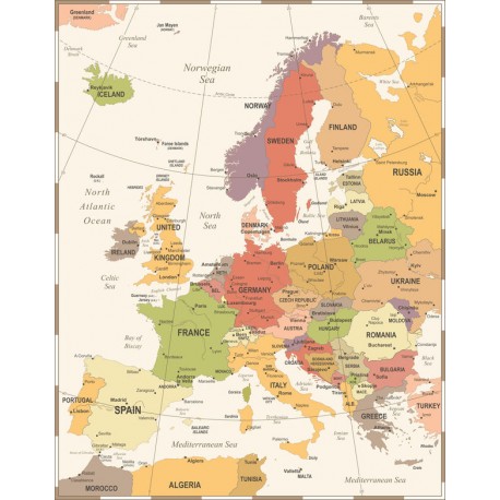 autocollant muraux europe planisfere deco