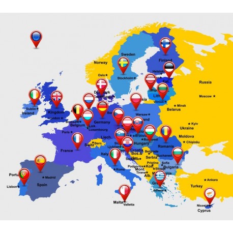 sticker mural carte europe