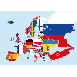 sticker mural europe carte drapeau