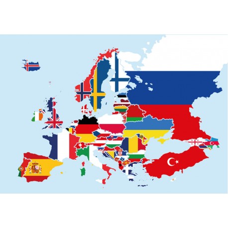 sticker mural europe carte drapeau