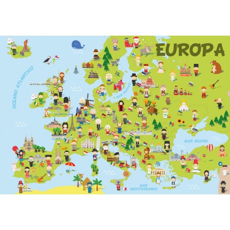 stickers mural europe planisfere population