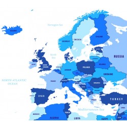stickers muraux europe planisfere bleu