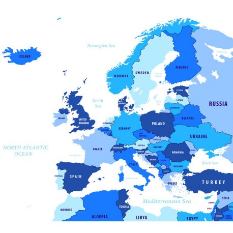 stickers muraux europe planisfere bleu