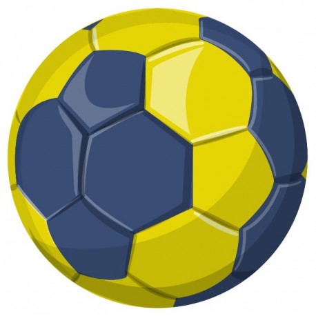 sticker muraux handball ballon jaune bleu